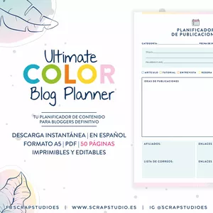 Imagem principal do produto Ultimate COLOR Blog Planner | Tu Planificador de Contenido para blogueros definitivo | Social Media Manager