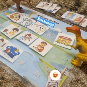 Imagem de capa para o Curso online Rotina Visual Personalizada – Tamanho A4, com Velcro e Figuras de Quadrado (Tema Dinossauros)