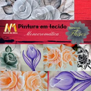 Imagem do curso PINTANDO FLORES EM TECIDO - Pintura monocromática em tecido 