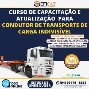 Imagem de capa para o Curso online CAPACITAÇÃO CONDUTOR DE TRANSPORTE DE CARGA INDIVISÍVEL
