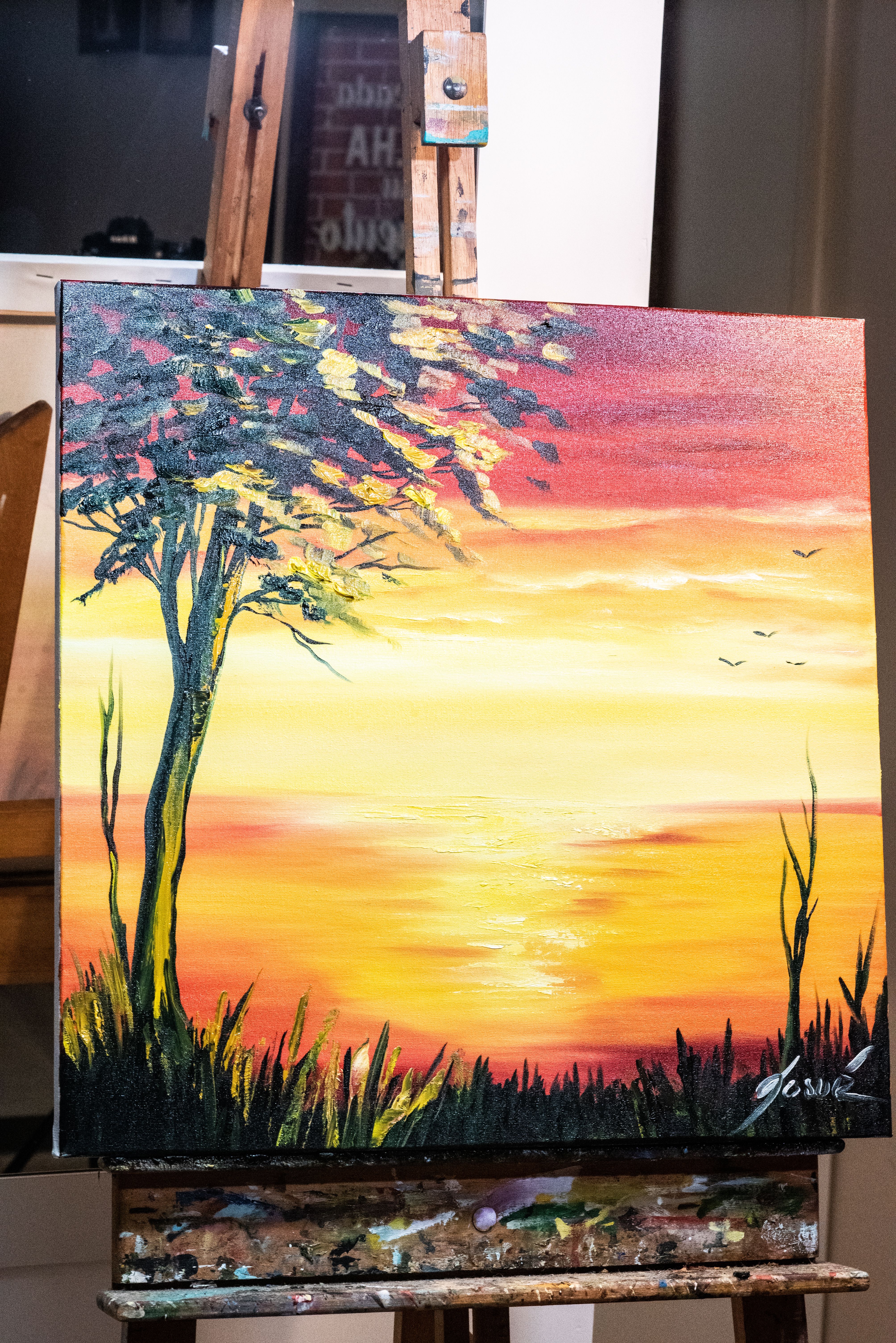 Curso Aula de Pintura a óleo "Por do Sol"