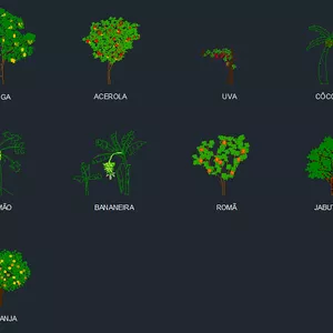Imagem de capa para o Ebook Lindos Blocos Autocad - Árvores Frutíferas