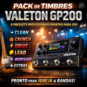 Imagem de capa para o Curso online Pacote de Timbres Valeton GP200 – Presets Profissionais para Igreja, Shows e Estúdio