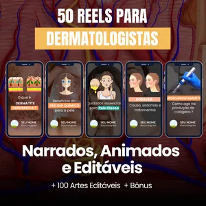 Imagem do curso 50 Reels Narrados, Animados e Editáveis para Dermatologistas 