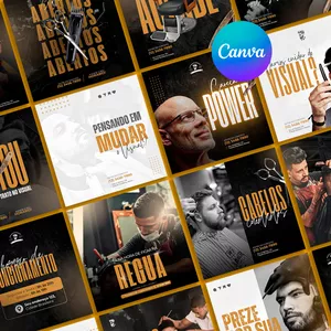 Imagem de capa para o Ebook Pack Canva Barbearia 20 Artes Editável