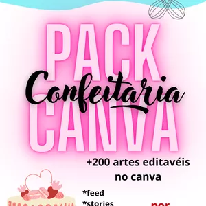 Imagem de capa para o Curso online pack canva confeitaria