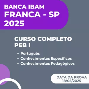 Imagem de capa para o Curso online CURSO COMPLETO  PEB I - BANCA IBAM - PREFEITURA DE FRANCA - SP 2025