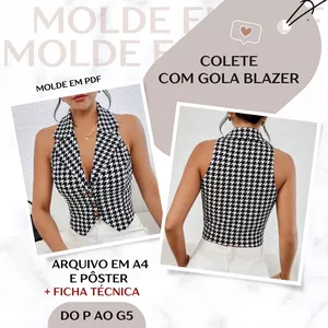 Imagem de capa para o Ebook Colete Com Gola Blazer - Molde em PDF