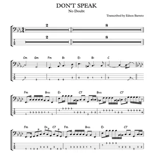 Main image of product DON'T SPEAK (No Doubt) Bass Transcription, Score & Tab Lesson