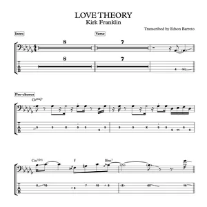 Cover image for Ebook LOVE THEORY (Kirk Franklin) Bass Transcription, Score & Tab Lesson