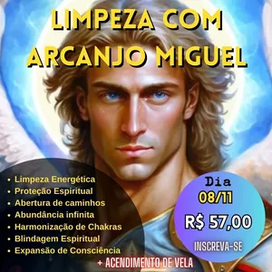 Imagem de capa para o Evento online LIMPEZA COM ARCANJO MIGUEL (MESA RADIÔNICA COLETIVA)