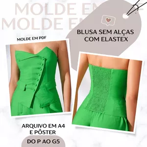 Imagem de capa para o Ebook Blusa sem Alças com Elastex - Molde em PDF