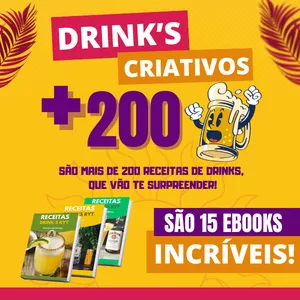 Imagem de capa para o Ebook Drinks Criativos: Mais de 200 Receitas de Drinks e Coquetéis