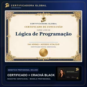Curso 🔥 BOLSA 100% [APLICADA] - [MATRÍCULA] CURSO DE FORMAÇÃO EM LÓGICA DE PROGRAMAÇÃO - ACESSO VITALÍCIO - CRACHÁ BLACK + REGISTRO - CASHBACK R$ 25 - BÔNUS APOSTILA EXTRA - CG