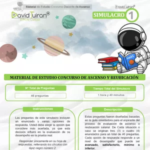 Imagen de portada para Ebook Simulacro #1: Docentes de Aula (Ascenso) + Análisis en Video - David Tuirán