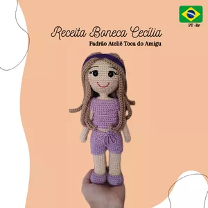 Imagem de capa para o Ebook Receita Amigurumi - Boneca Cecília