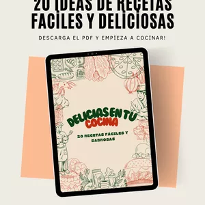 Imagen de portada para Ebook Delicias en tu cocina: 20 recetas fáciles, sabrosas y para cualquier momento del día 🍝🍰🍳
