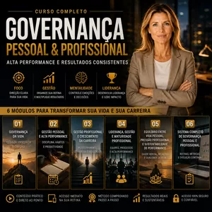 Imagem do curso Mestres da Governança: Gestão Estratégica e Liderança de Carreira em 2026 - "Assuma o comando da sua rotina, blinde sua carreira contra incertezas e domine as habilidades humanas que as máquinas não conseguem copiar."