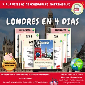 Imagen de portada para Curso online LONDRES EN 4 DIAS - PRESUPUESTO MOCHILERO - 7 PLANTILLAS DESCARGABLES IMPRIMIBLES 