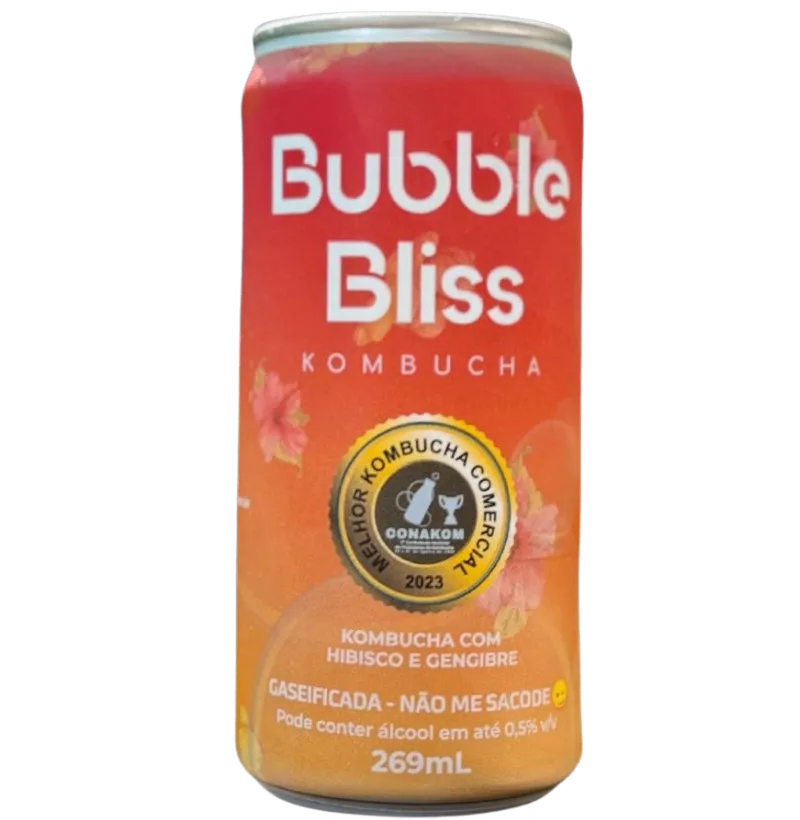 Bubble Bliss Kombucha - Sabor Hibisco e Gengibre