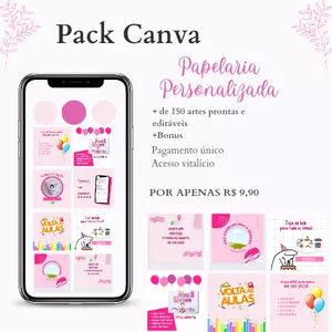 Imagem de capa para o Curso online Pack Canva Papelaria Personalizada