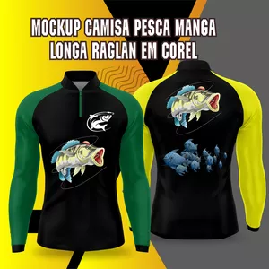 Imagem de capa para o Curso online Pack arte Camisa Pesca + Mockup Camisa Pesca Manga Longa Raglan Corel x7