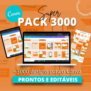 Curso  Super Pack 3000 Canva - 3000 designs prontos e editáveis 