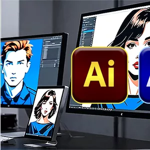 Imagem de capa para o Curso online Adobe Illustrator + Animate