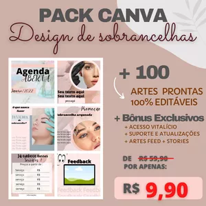 Imagem de capa para o Curso online Pack Canva Design de Sobrancelhas