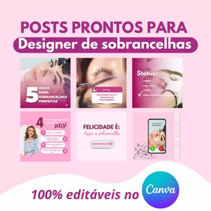 Imagem de capa para o Curso online Pack de posts prontos para Designer de sobrancelhas 