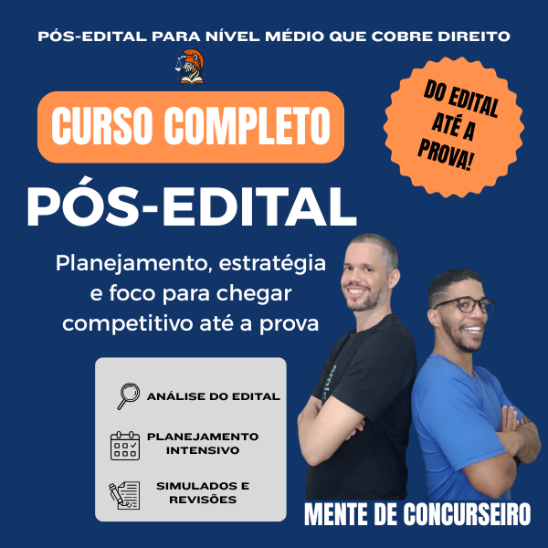 Imagem do curso Como Estudar para Concurso no Pós-edital – Guia Completo 80/20 para Nível Médio em Direito