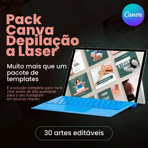 Imagem de capa para o Curso online Pack Depilação a Laser – Com 30 Posts editáveis no Canva