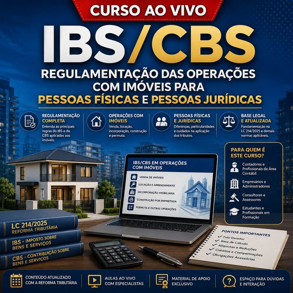 IBS/CBS - REGULAMENTA��O DAS OPERA��ES COM IM�VEIS PARA PESSOAS F�SICAS E PESSOAS JUR�DICAS