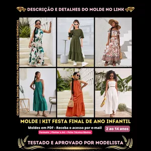 Imagem de capa para o Curso online [Molde em PDF] - Kit Festa Final de Ano Infantil (1 Macacão, 2 Conjuntos e 3 Vestidos). ID 3440950