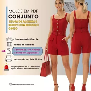 Imagem de capa para o Curso online Molde em PDF: Conjunto Blusa de Alcinha e Short com Bolsos e Cinto.