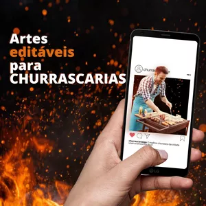 Imagem de capa para o Curso online Pack de artes do canva para CHURRASCARIA