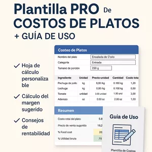 Imagen de portada para Curso online Plantilla Excel Profesional de Costos para Restaurantes – Controla tu Negocio con Precisión