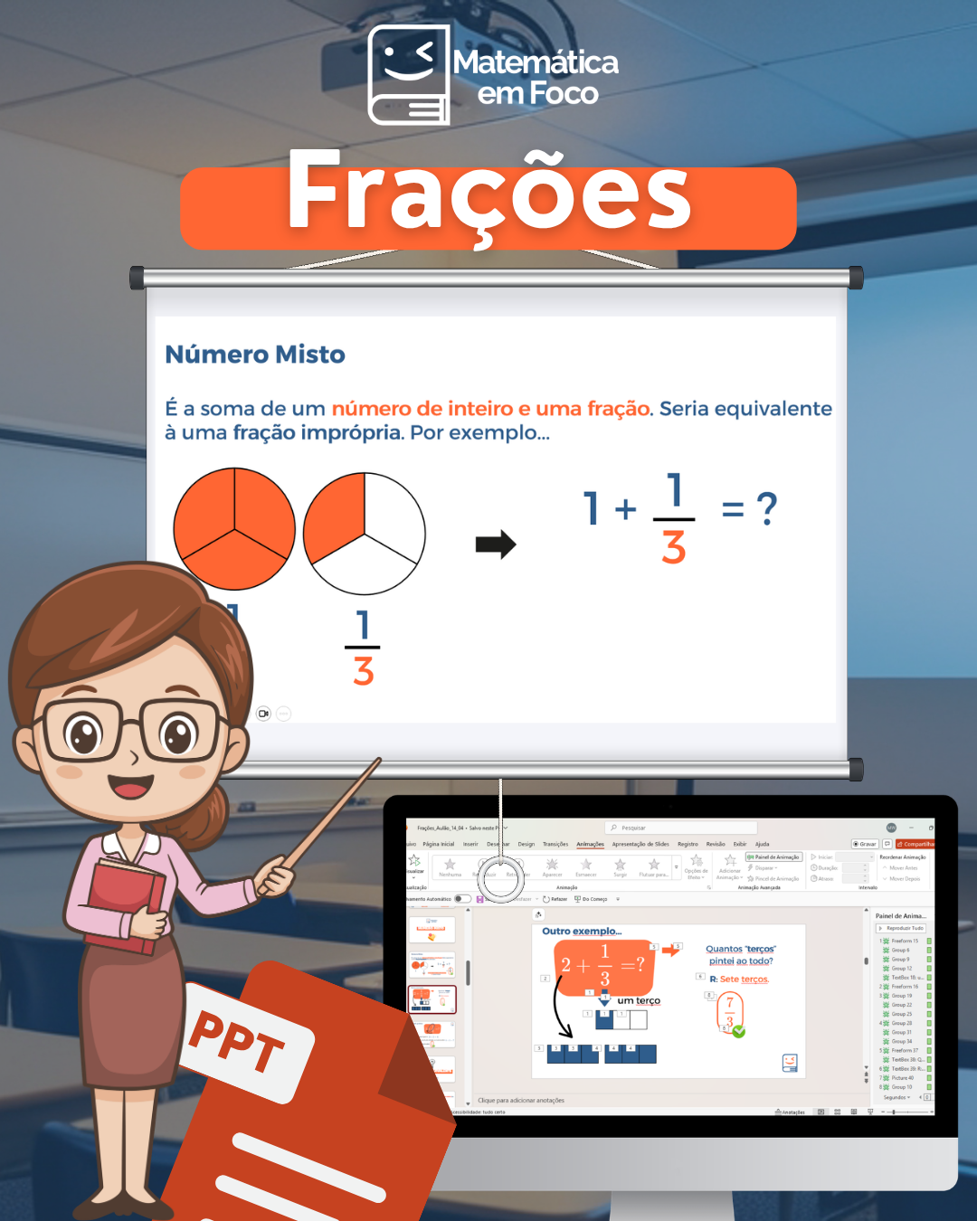 Imagem do curso Slides/PPT para ensinar: Frações