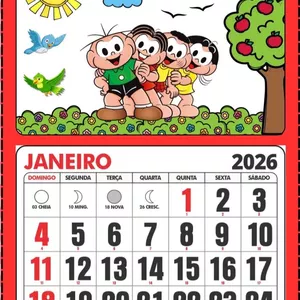 Imagem de capa para o Ebook calendário 2026 - Turma da Mônica 🍉