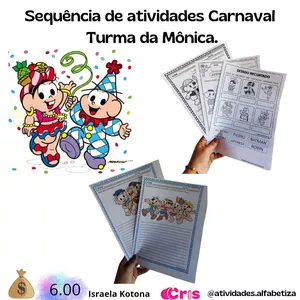 Imagem de capa para o Ebook Sequência de atividades carnaval turma da mônica.