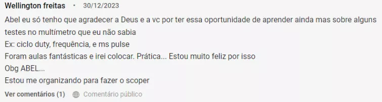 depoimento sobre o curso de multímetro do mecânico e professor Abel Klering