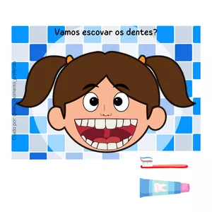 Imagem de capa para o Ebook Vamos escovar os dentes? (Menina) Imprima &amp; Aprenda