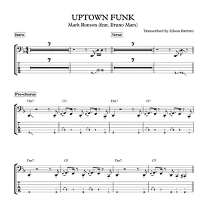 Cover image for Online course UPTOWN FUNK (Mark Ronson feat. Bruno Mars) Bass Transcription, Score &amp; Tab Lesson