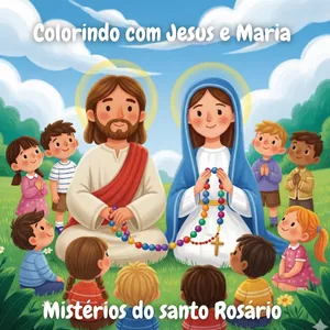 Imagem de capa para o Ebook Colorindo com Jesus e Maria: Os Mistérios do Santo Rosário 📿✝️🙏🏻