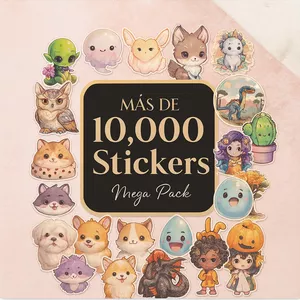 Imagen de portada para Curso online Megapack +10Mil Stickers Decorativos - PNG - JPG - SVG