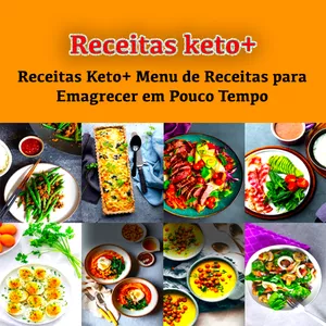Imagem de capa para o Ebook Receitas Keto+ Menu de Receitas para Emagrecer em Pouco Tempo