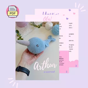 Imagem de capa para o Ebook PDF- Arthur, o narval em amigurumi