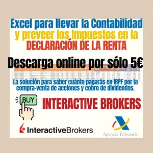 Imagen de portada para Curso online Excel Interactive Brokers para seguimiento del Cobro Dividendos, Compra - Venta de Acciones y Divisas y estimar los impuestos a pagar en la declaración de la renta de las operaciones en el broker.