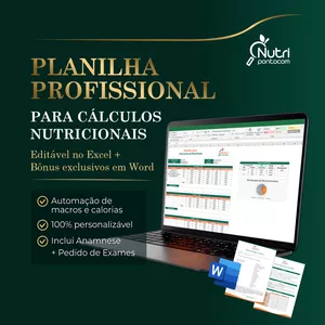 Imagem de capa para o Ebook Planilha Profissional para Cálculos Nutricionais