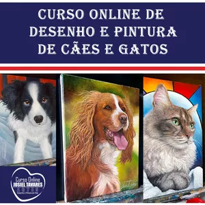 Imagem principal do produto Curso online de pintura de cães e gatos